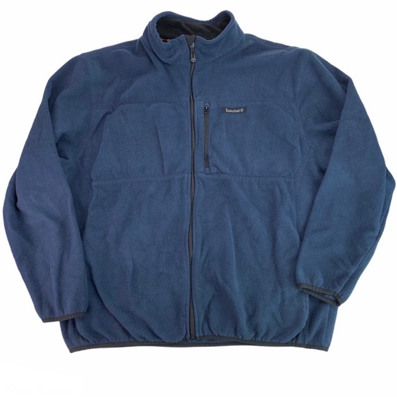 Timberland Full Zip Chest Zipper Pocket Fleece Jacket Blue - Picture 15 of 15